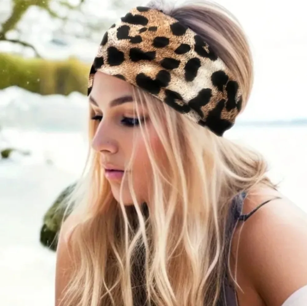 Wide Leopard print Knotted Headband